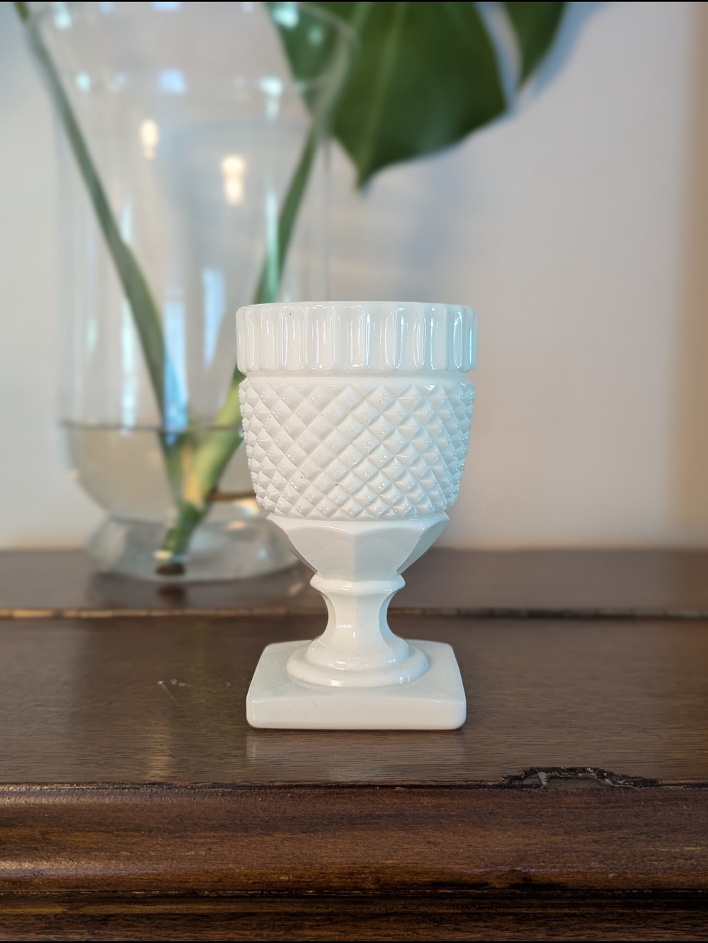 Westmoreland Milk Glass Old Quilt Footed Egg Cup Sherbet Cellar
